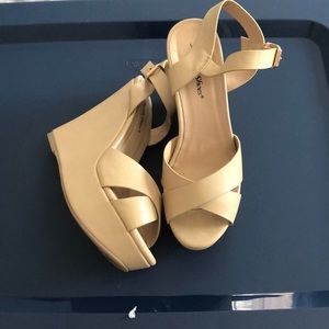 Nude wedge sandals